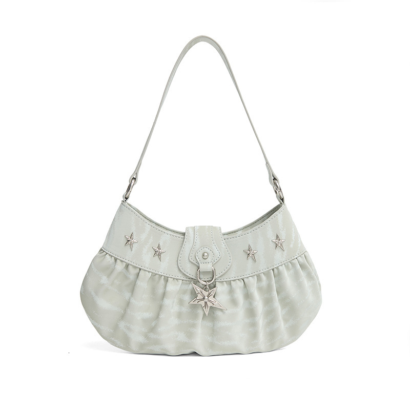 designer bag Super popular niche spicy girl mint star armpit women's 2025 spring/summer new style pleated dumpling bag, shoulder bag