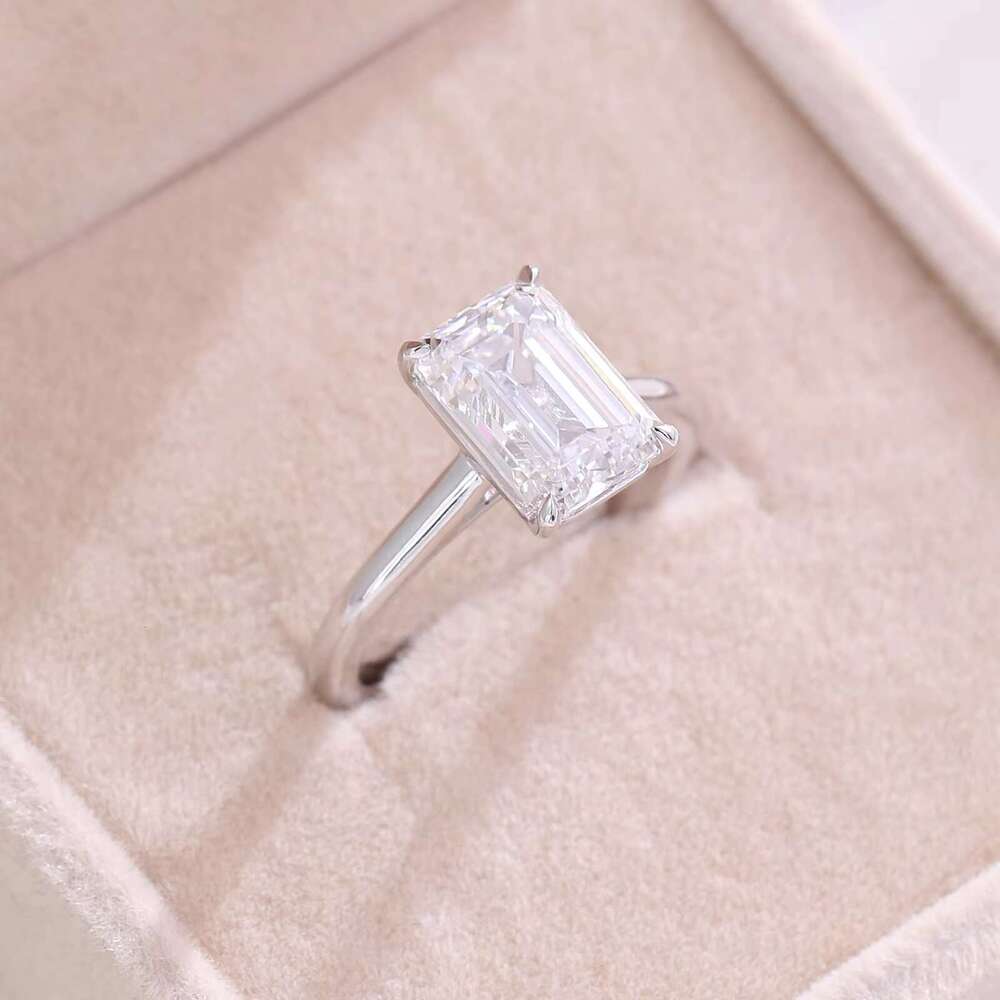 Provence Gem IGI 3.0CT E VS1 Emerald Cut Lab Dia Engagement ring silver for Women white cubic zirconia real gold zircon gemstone rings