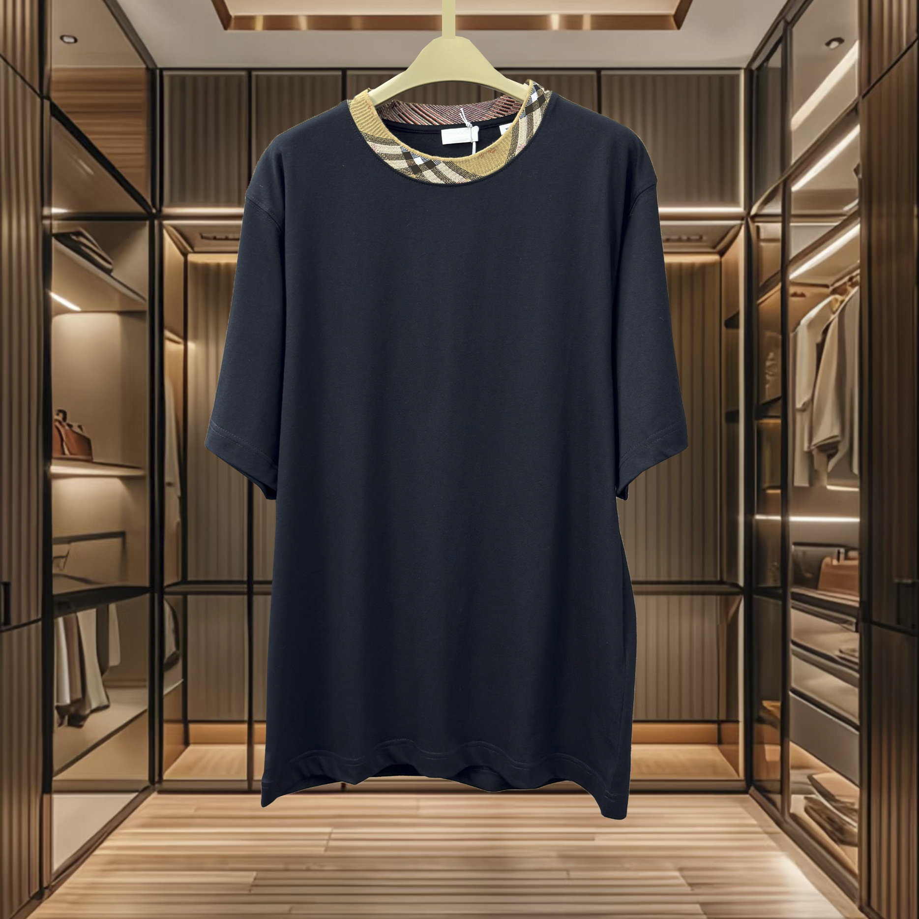high quality designer tshirt mens classic style short sleeved summer casual new item pure cotton tshirt black and white tshirt round neck checkered top