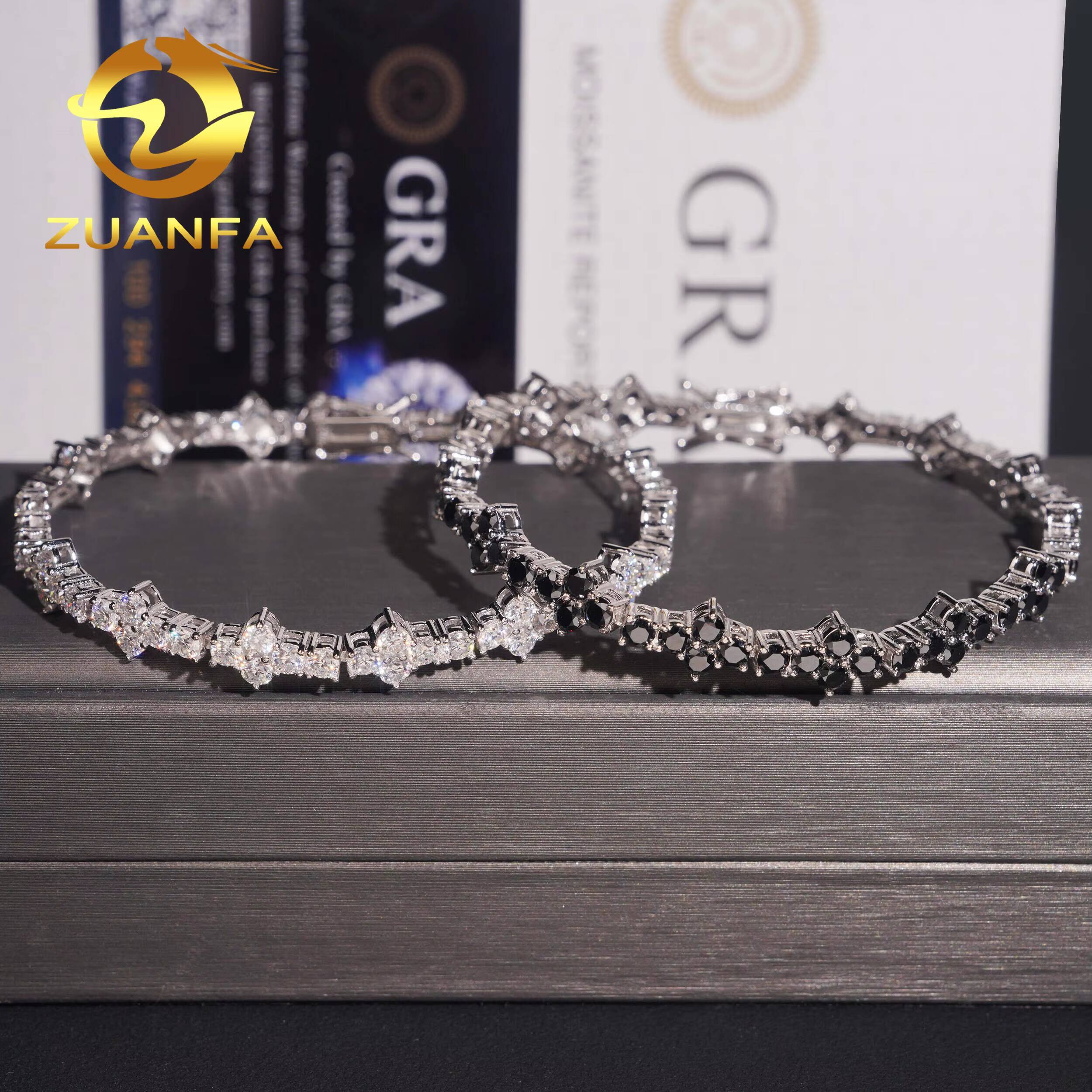 New Cross GRA Certificates 3mm 925 Sterling Silver Man Luxury Hip Hop Jewelry D Moissanite VVS1 Cluster Tennis Chain Bracelets