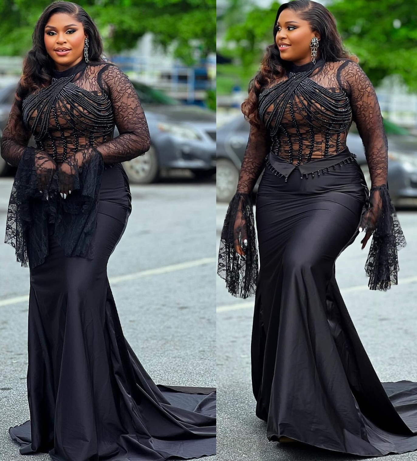 Mermaid Black Plus Size Prom Dresses 2025 Pearls Satin Illusion Vintage Evening Formal Party Second Birthday Engagement Gowns Dress For Special Occasi