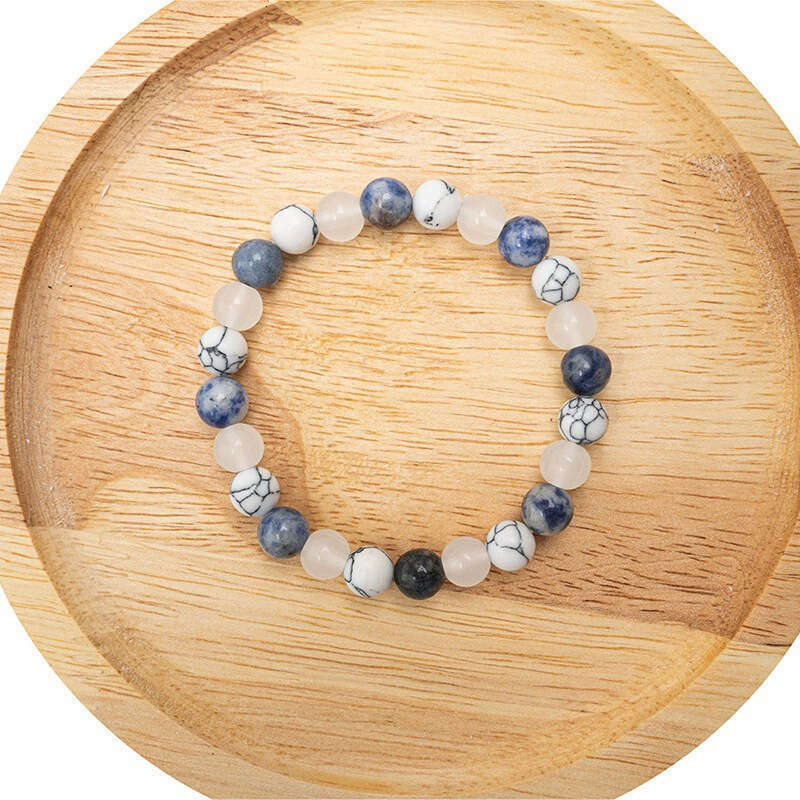 Temu Xiyin TK Blue Dot Stone White Marble Turquoise Bracelet Bohemian Style