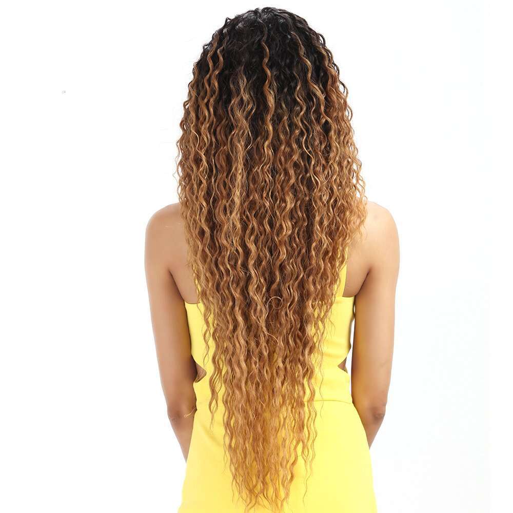 Joedir Lace Front Ombre Blonde 28'' Long Small Curly Wavy Synthetic Wigs For Black Women 130% Density Wigs(Ombre Gold Color)