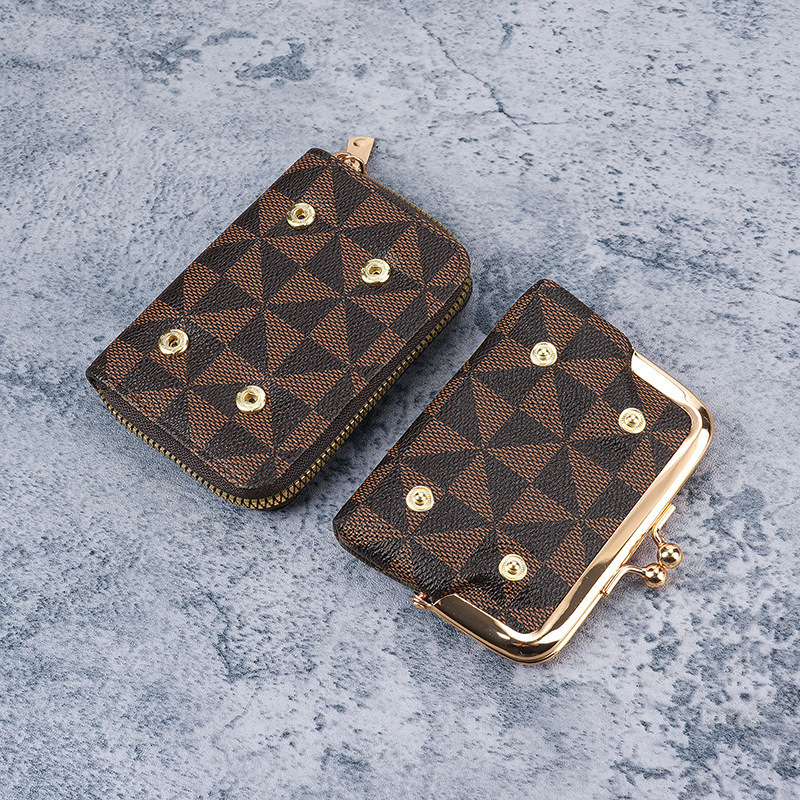 2025 New Diamond Bag Women's Printed Short Clip Coin Purse Joker Female Student Coin Purse