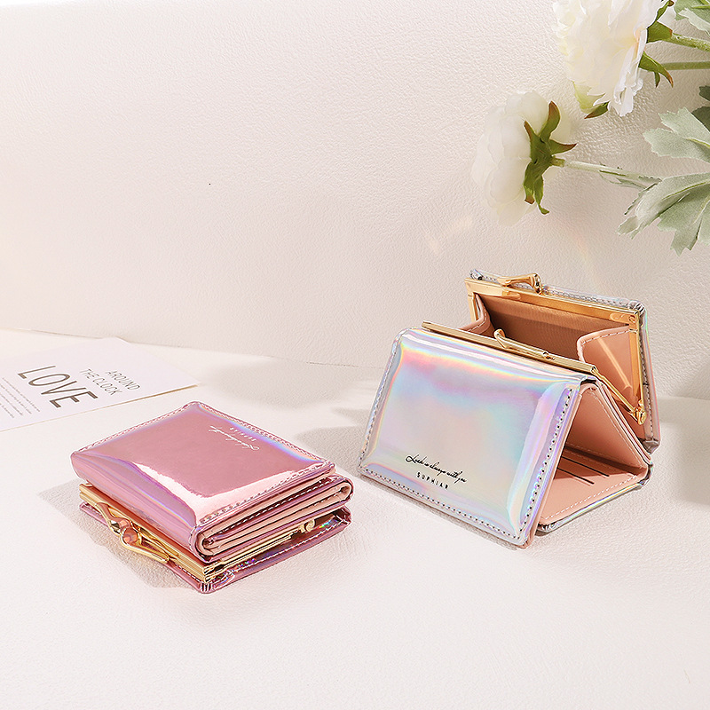 Designer Wallet Laser Ins Zero PU Card Bag Student Fashion Off Versatile Short Cute Wallet Female Premium Luxury Wallet Key Pouch