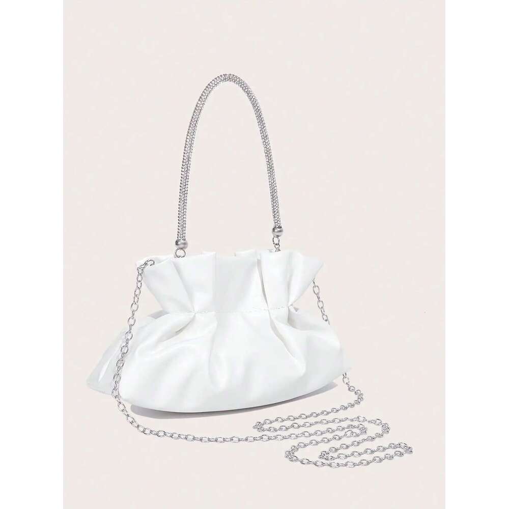Women Party White PU Fashion Elegant Clutch Bag New 2024 Hot Selling Gorgeous shiny dinner bag for wedding and party