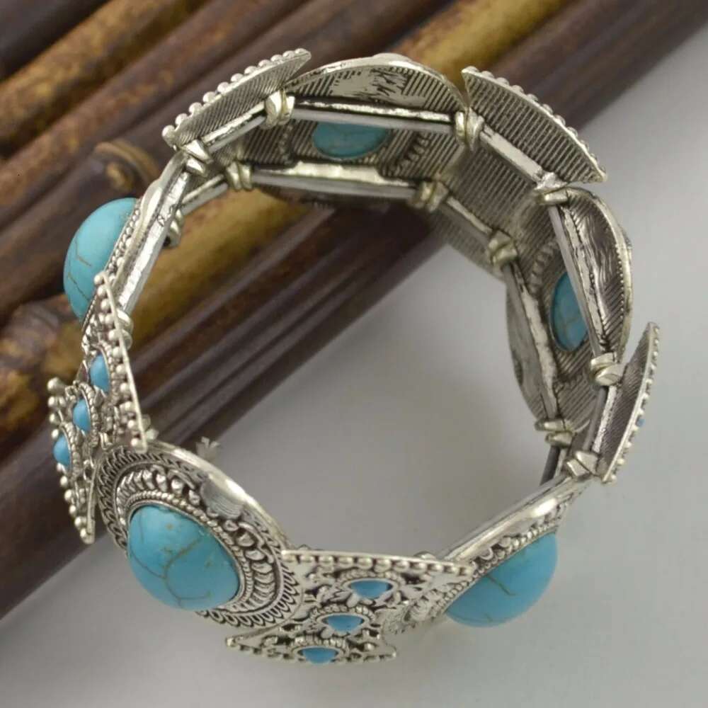 Vintage Tibetan Turquoise Bracelet For Women Men Boho Acrylic Stone Bracelets Ethnic Gypsy Tribal Indian Afghan Turkish Jewelry