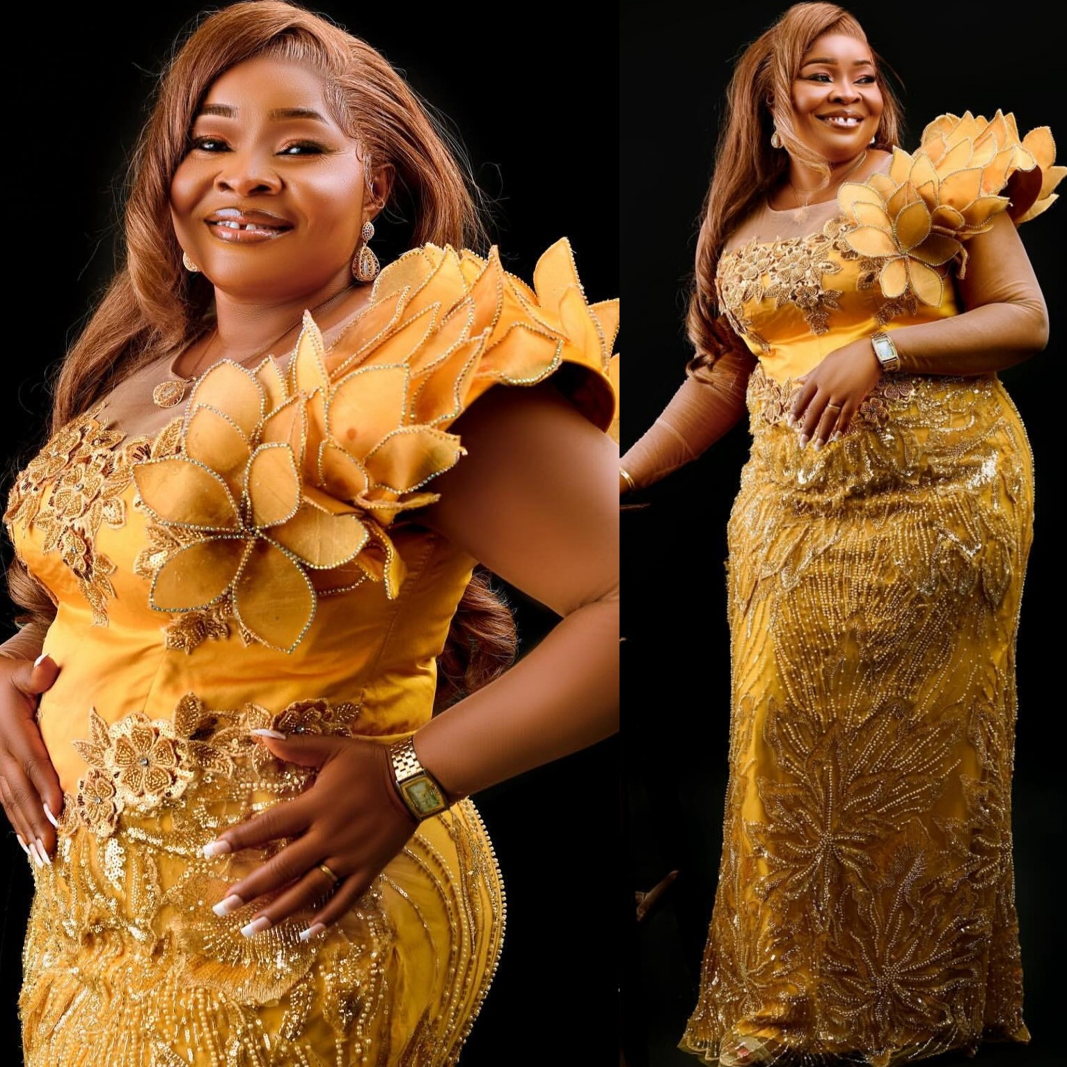 Sheath Gold Plus Size Prom Dresses 2025 Sequined Florals Luxurious Evening Formal Party Second Birthday Engagement Gowns Dress For Special Occasions