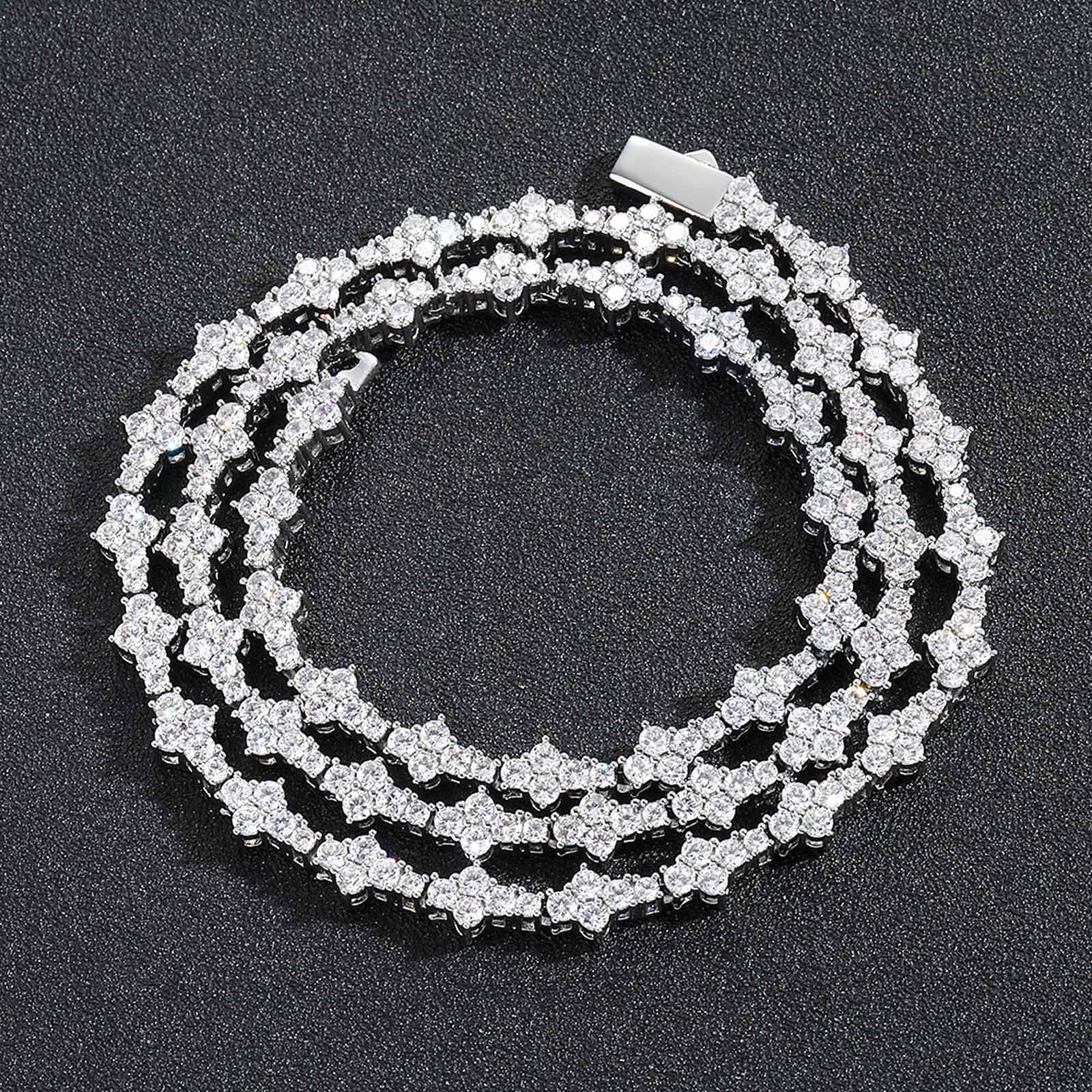 Fashion luxury plum tennis chain, unisex spring buckle hip-hop necklace, Mosan stone necklace GRA certificate hip-hop accessories necklace bracelet Fr