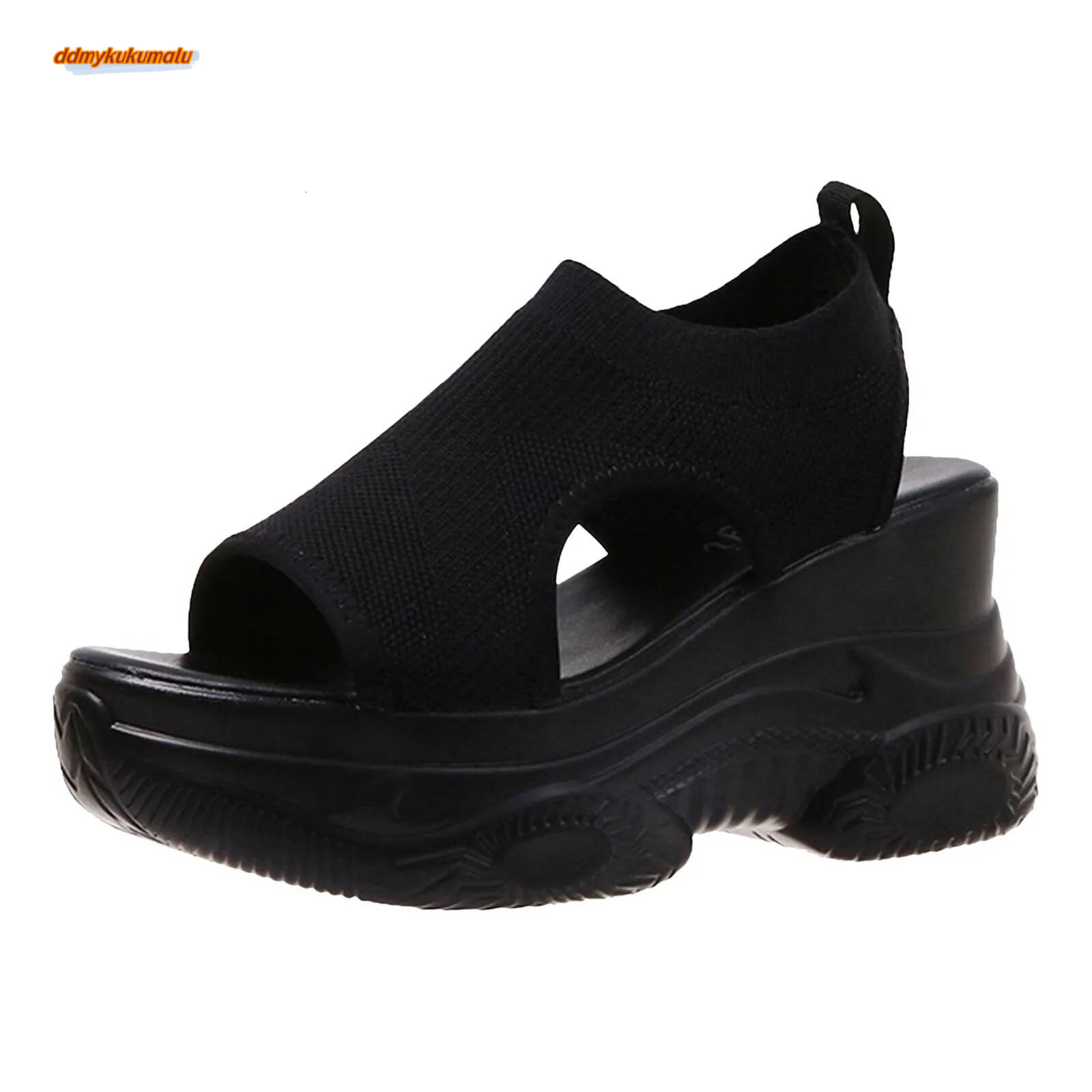 Thick Soled For Women Summer Breathable Peep Toe Sloping Heel Sandals Plus Size Sports Walking Mesh Flat Shoes ddmykukumalu