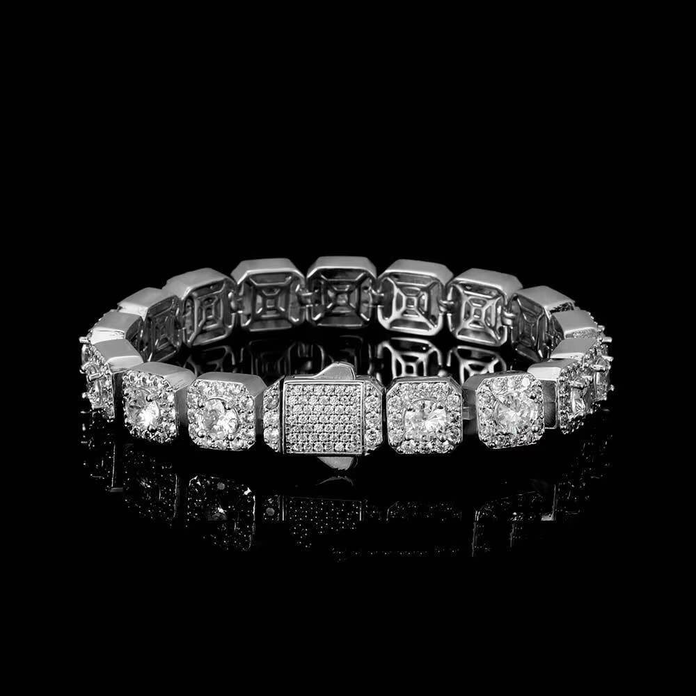 Hip Hop Fashion Trendy Copper Alloy 10mm Zircon Iced Out square Bead Tennis Chain Bracelet Jewelry Men Women Unisex