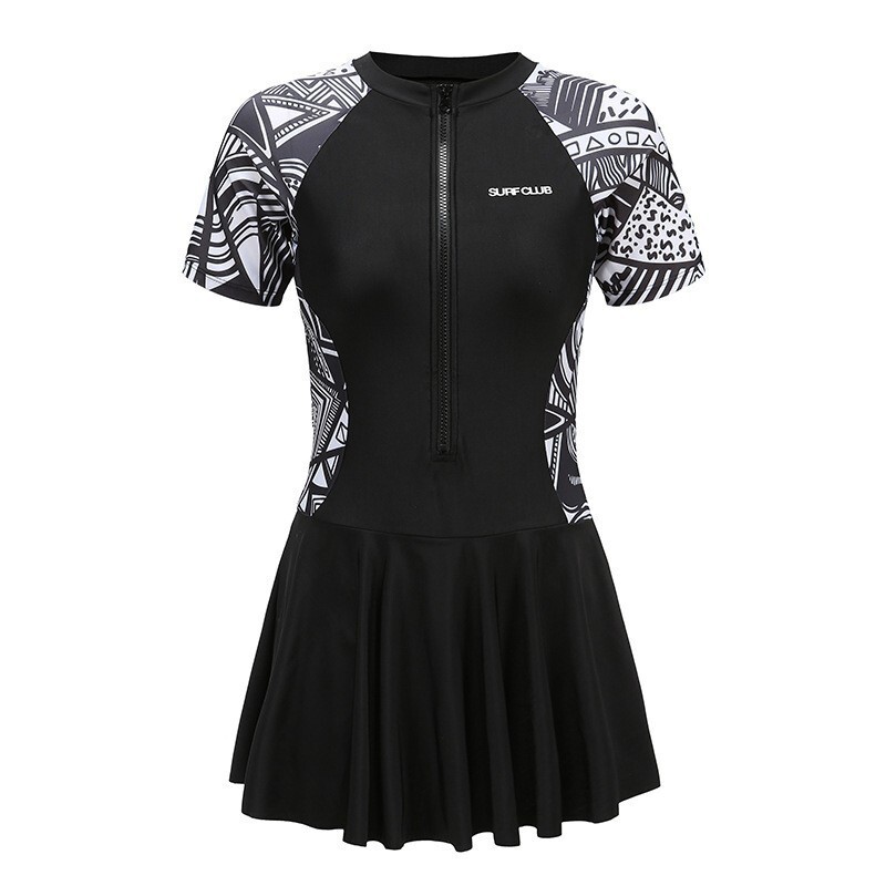 Swimsuit women's one-piece skirt professional conservative plus size new Korean ins style sports swimsuit hot spring