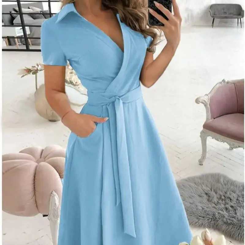 Rainbow striped printed summer dress 2023 womens button short sleeved casual retro shirt long skirt elegant long skirt W250430