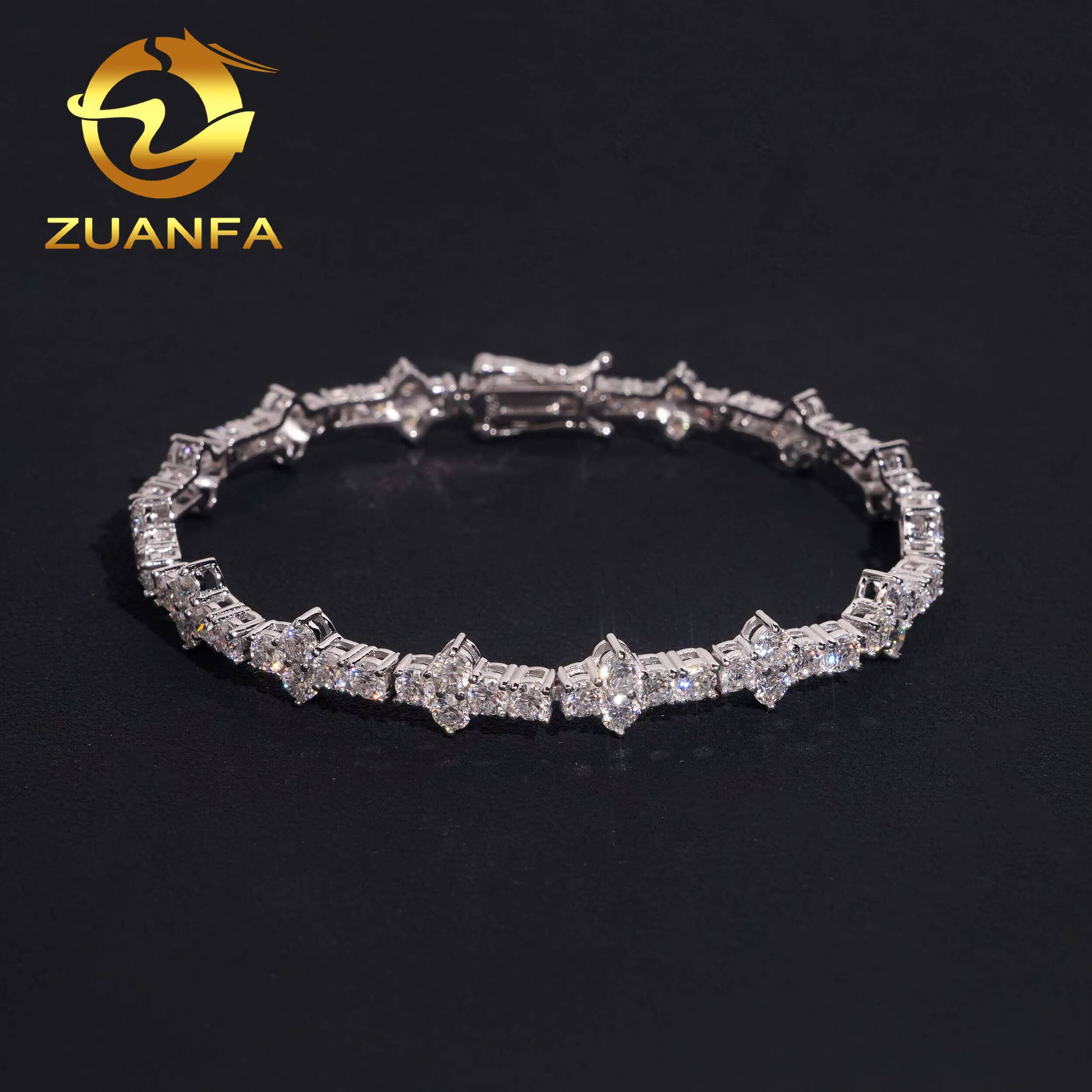 New Cross GRA Certificates 3mm 925 Sterling Silver Man Luxury Hip Hop Jewelry D Moissanite VVS1 Cluster Tennis Chain Bracelets