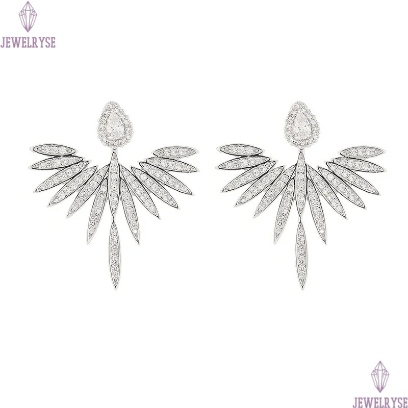 Handmade Chocuong Brand Stud Earrings Luxury Jewelry 925 Sterling Silver Pave White Sapphire CZ Diamond Gemstones Party Angle Wings Women Girls Earrin