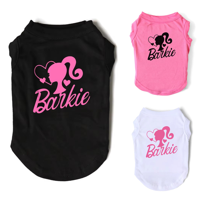 Small Dog T-Shirt for Girls, Imitating Design Pink Girlish Heart Barbie Print Breathable Lightweight Pet Summer Dogs Vest, Girl Puppy Clothes for Chihuahua L A281