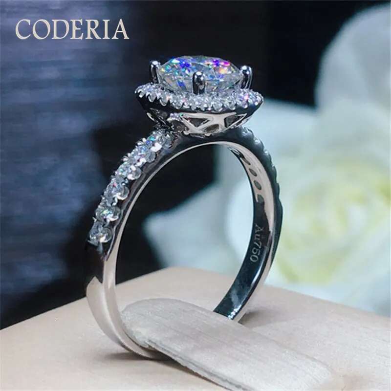 Diamond Tested Pass Real Moissanite Eternity Ring Wedding Engagement Band for Women VVS1 Brilliant Halo Rings Fine Jewelry
