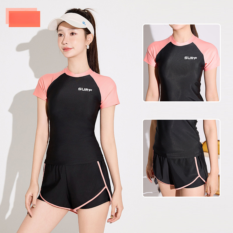 Swimsuit women's split sports quick drying professional covers the belly and looks slim conservative swimsuit soaking hot spring set