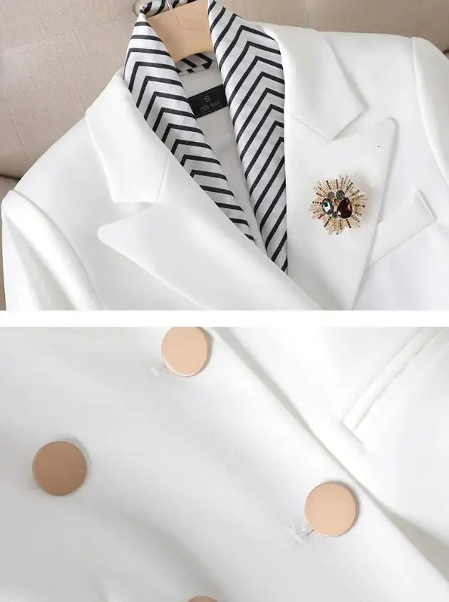 Womens jacket and pants 2piece set white elegant office womens casual evening dress 250530