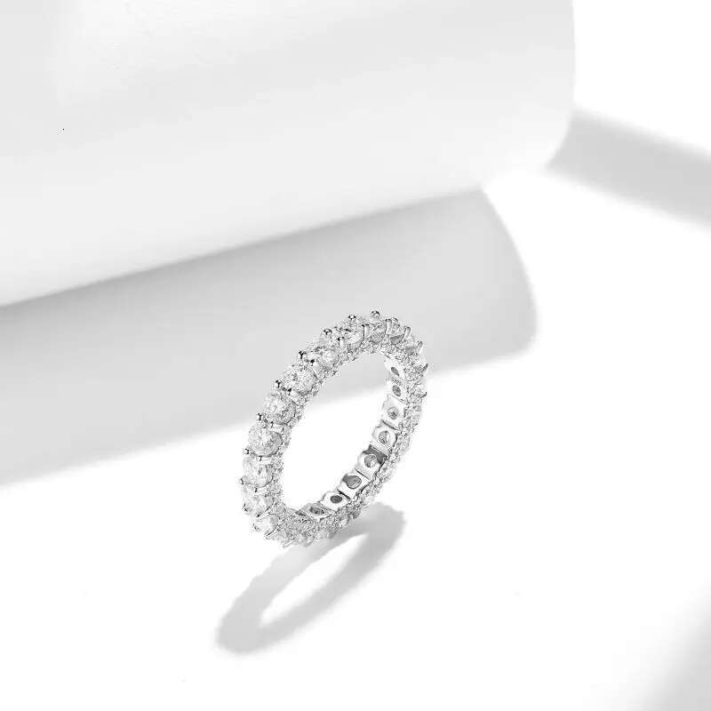 3MM Full Moissanite Diamond D Color Womens Ring S925 Sterling Sliver 18K White Gold Engagemet Rings Fine Jewelry for Women