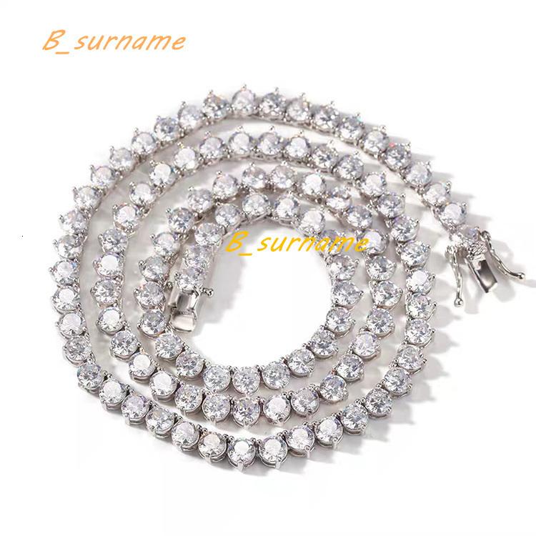 Pass Diamond Test 3mm--5mm Wide 925 Silver Gold Plated Moissanite Diamond Three Prong Tennis Necklace/bracelet Chain