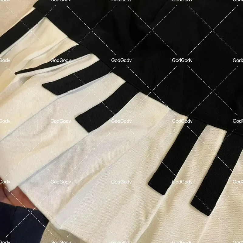 Spring Black White Spliced Women Short Skirt 2025 Y2k Slim n Harajuku Mini Skirt Female Empire Korea Style Chic Piano Skirt 250428