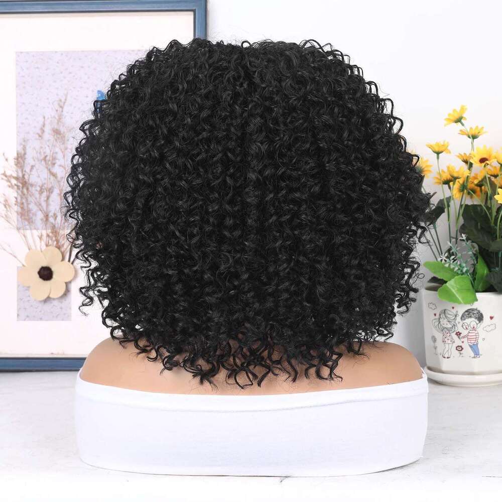 WIGER 15 inch Short Bob Lace Front 13X4X1 T Middle Part Afro Kinky Wigs Natural Synthetic Curly Wig For Black Women