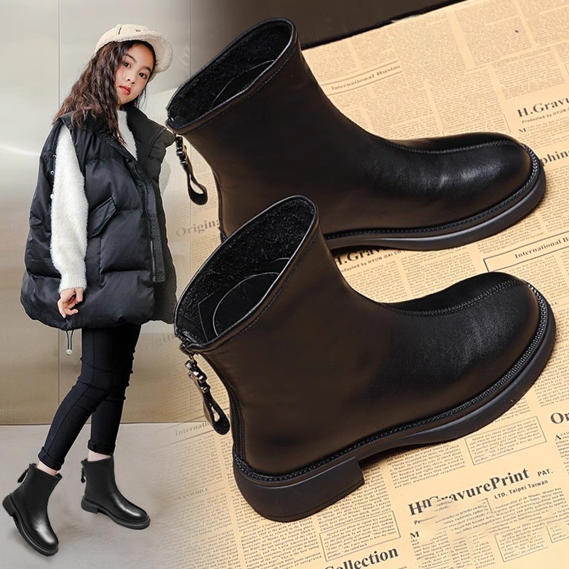 Designer shoes Autumn and Winter New Womens British Style Chelsea Soft Bottom Soft Leather Martin Boots Brown Plush Fashion Boots