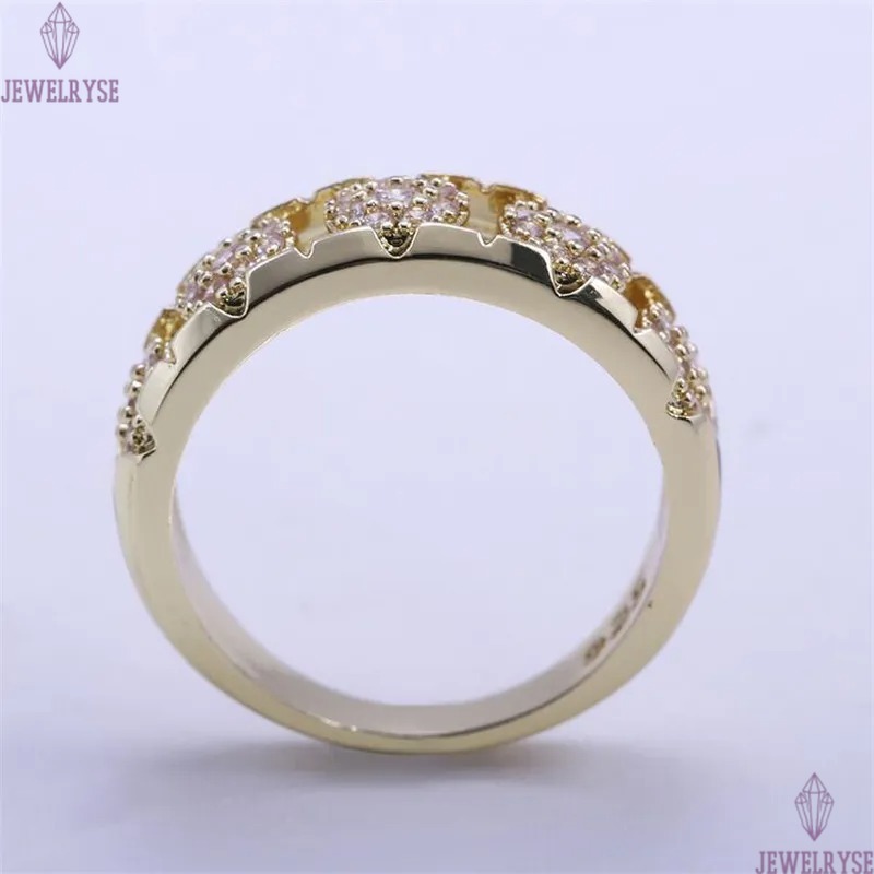 Hot Sell Fashion Jewelry Wedding Band Ring 925 Sterling Silver Gold Fill Pave White Sapphire CZ Diamond Popular Women Bridal Ring Gift