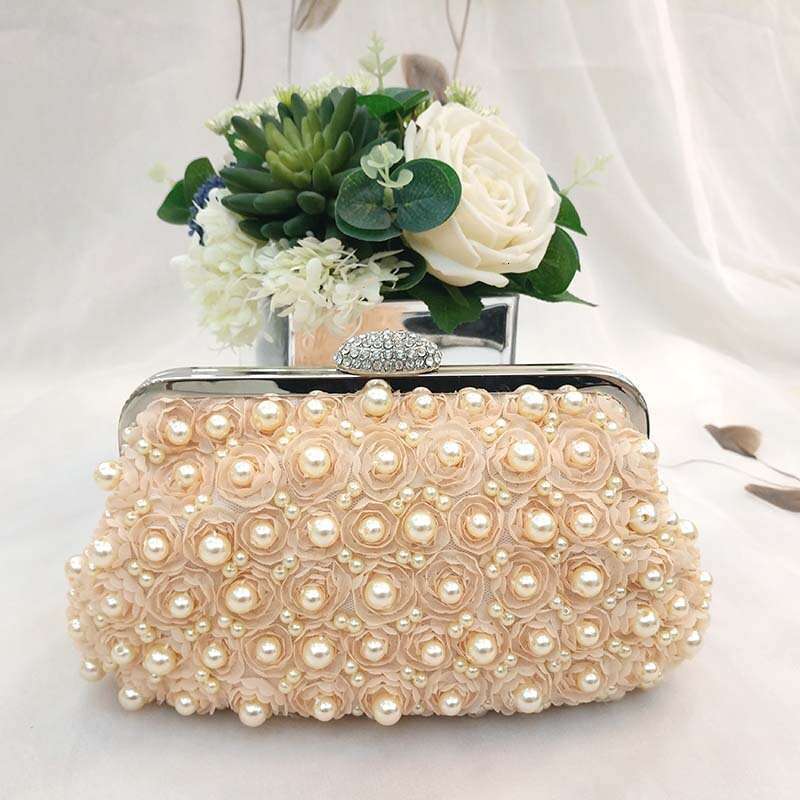Dinner Bag Pearl Diamond Banquet Hand Held Bride Bridesmaid Dress Women S One Shoulder Diagonal Cross Small Bag Chain Bag KQ