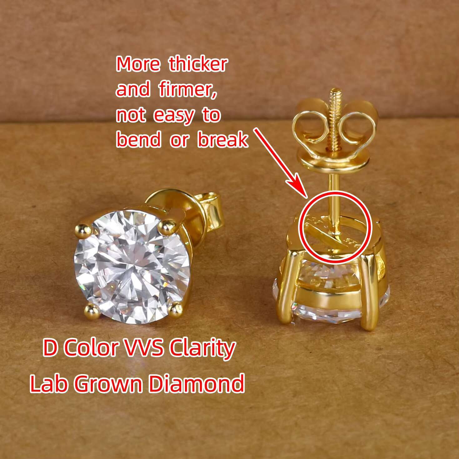 Fine Earrings 6.5mm Hidden Halo Women Studs Hiphop 925 Silver Claw Setting Round VVS Moissanite Earrings