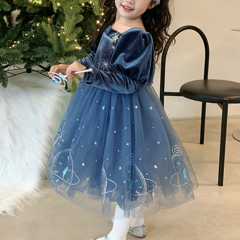 DISNEY kids designer clothes Frozen baby clothes Princess Elsa Spring and Autumn style dress for children outfit for one-year-old baby girl