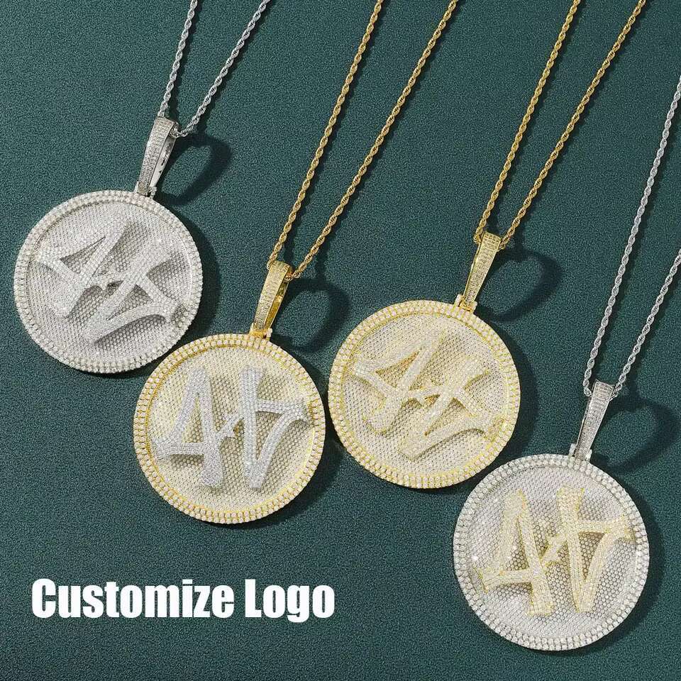 Hip Hop Trendy 18K Gold Plated Custom Number 44 Rotatable Iced Out Large Size Pendant Necklace