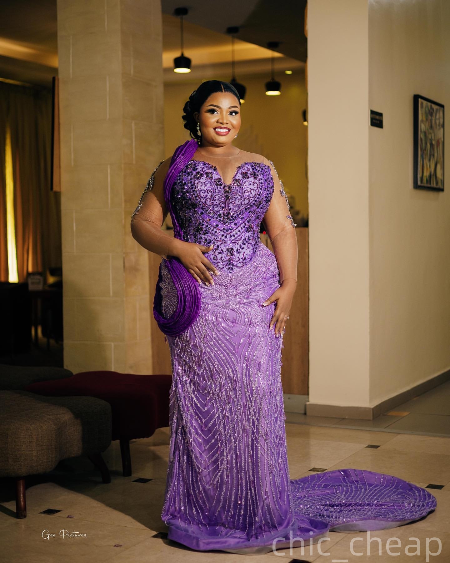 Mermaid Purple Plus Size Prom Dresses 2025 Crystals Sequined Stylish Evening Formal Party Second Birthday Engagement Gowns Dress For Special Occasions
