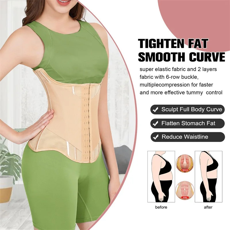 MiiOW Ushaped waist trainer tight corset for women button shaped breasts lifting steel frame flat abdomen weight loss 250430