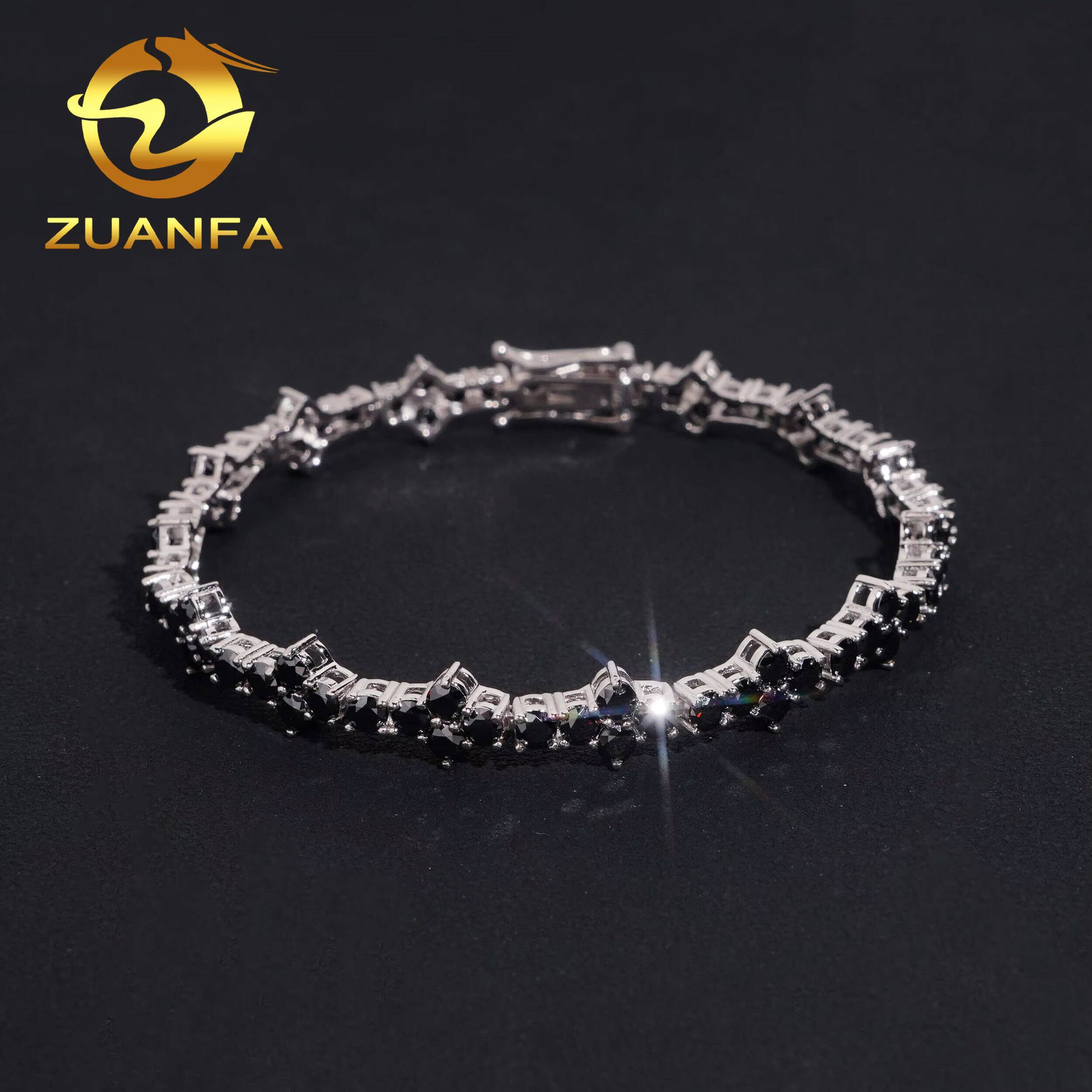 New Cross GRA Certificates 3mm 925 Sterling Silver Man Luxury Hip Hop Jewelry D Moissanite VVS1 Cluster Tennis Chain Bracelets
