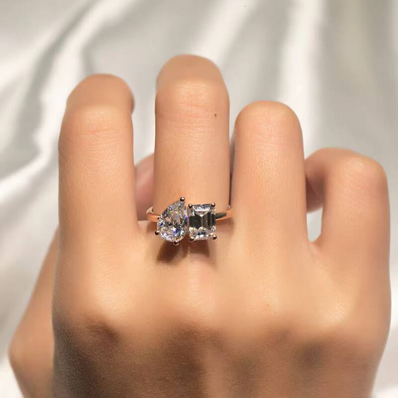 KIBO High-end Fine Jewelry Customized 2carat Moissanite Diamond Wedding 14k Solid Gold Moissanite Engagement Ring Women