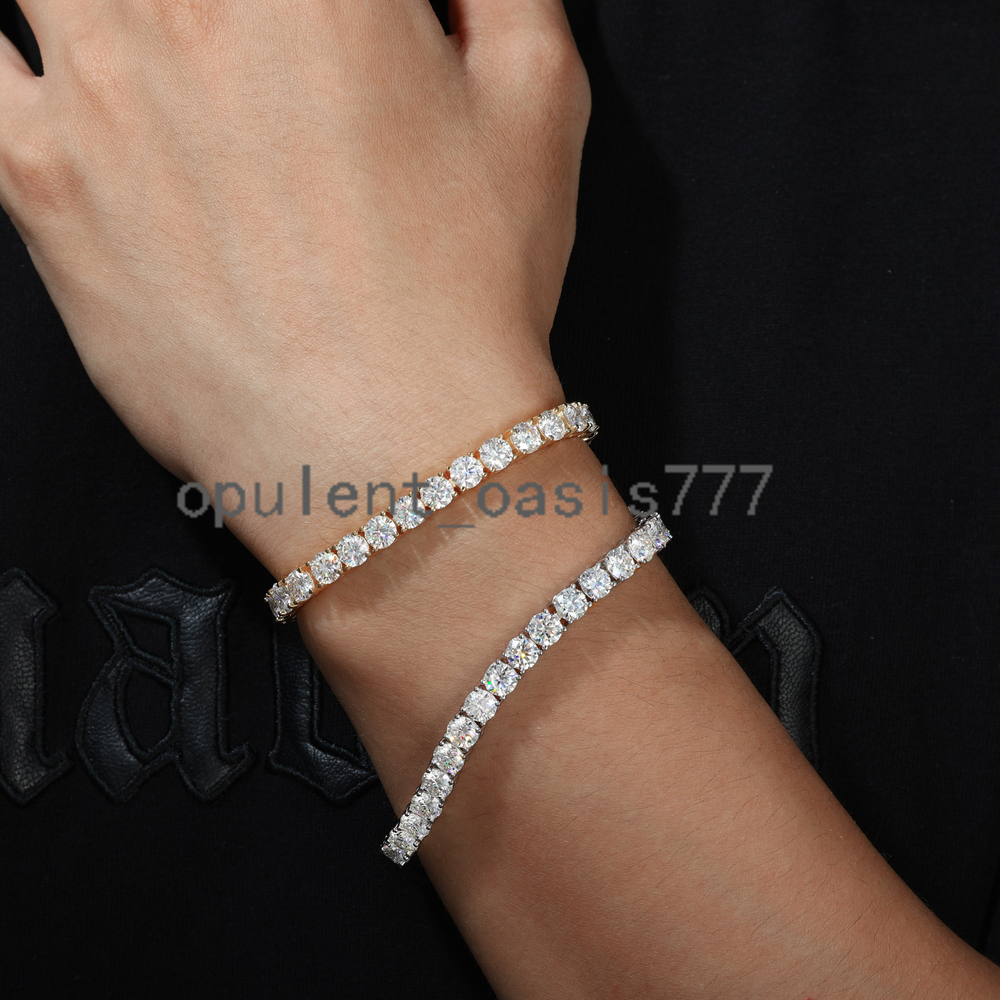 Unisex Fashion 2mm-6mm VVS Moissanite Diamond Tennis Bracelet Womens Men Gold 925 Sterling Silver Lab Grown Mossanite Jewelry