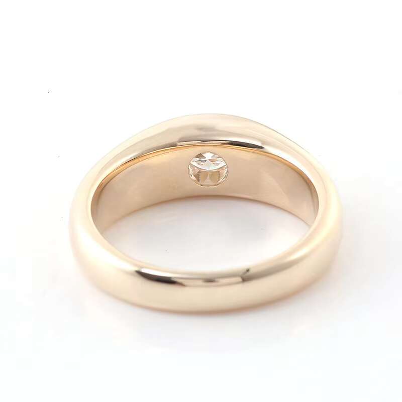 Personalized Round Cut Lab 0.5 Ct Bezel Setting Dia Engagement Wedding 14k Yellow Gold Ring for Punk Men