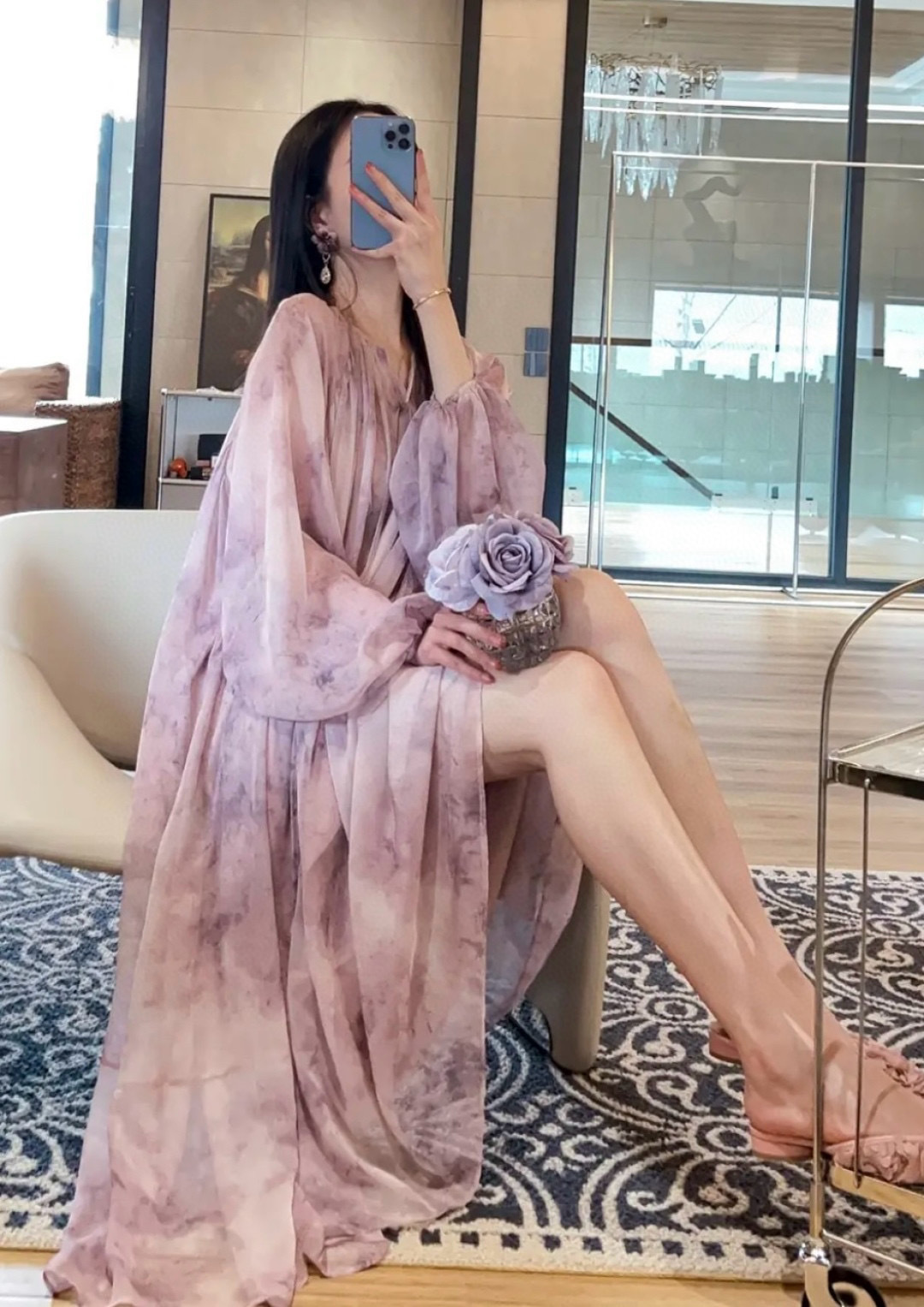 2025 Purple gradient dress Fashion Week Show Customized Fashion Tailored clothing womens Fashion Paris.M313