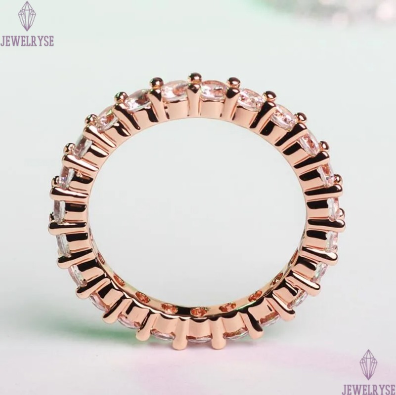 Choucong Top Sell Wedding Rings Simple Fashion Jewelry 925 Sterling Silver Rose Gold Fill 3MM Round Cut 5A Zircon Eternity Party Women Bridal Ring Set