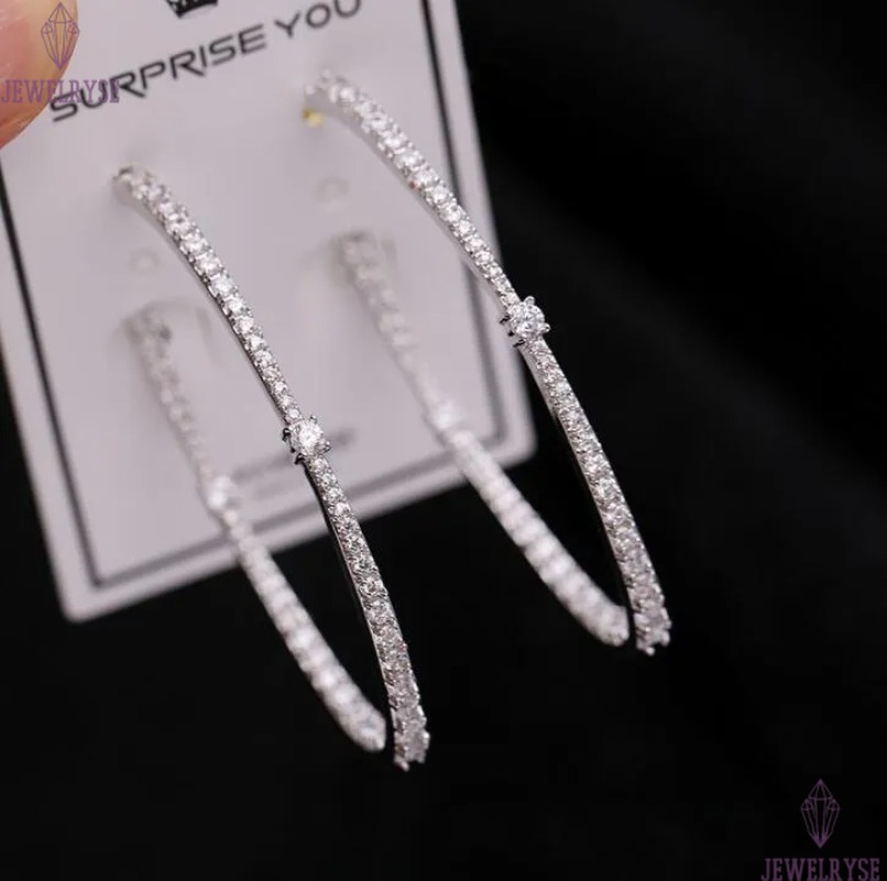 Choucong Handmade Clip Earrings Luxury Jewelry 925 Sterling Silver White Sapphire CZ Diamond Zircon Party Women Wedding Large Earbobs For Lover Gift