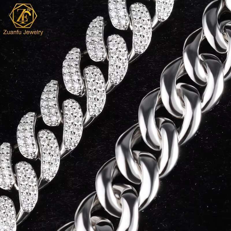Hip Hop Street Rap 10mm 12mm Mens Cuban Link Chain Bracelet Iced Out Moissanite Diamond Miami Cuban Link Chain Necklace