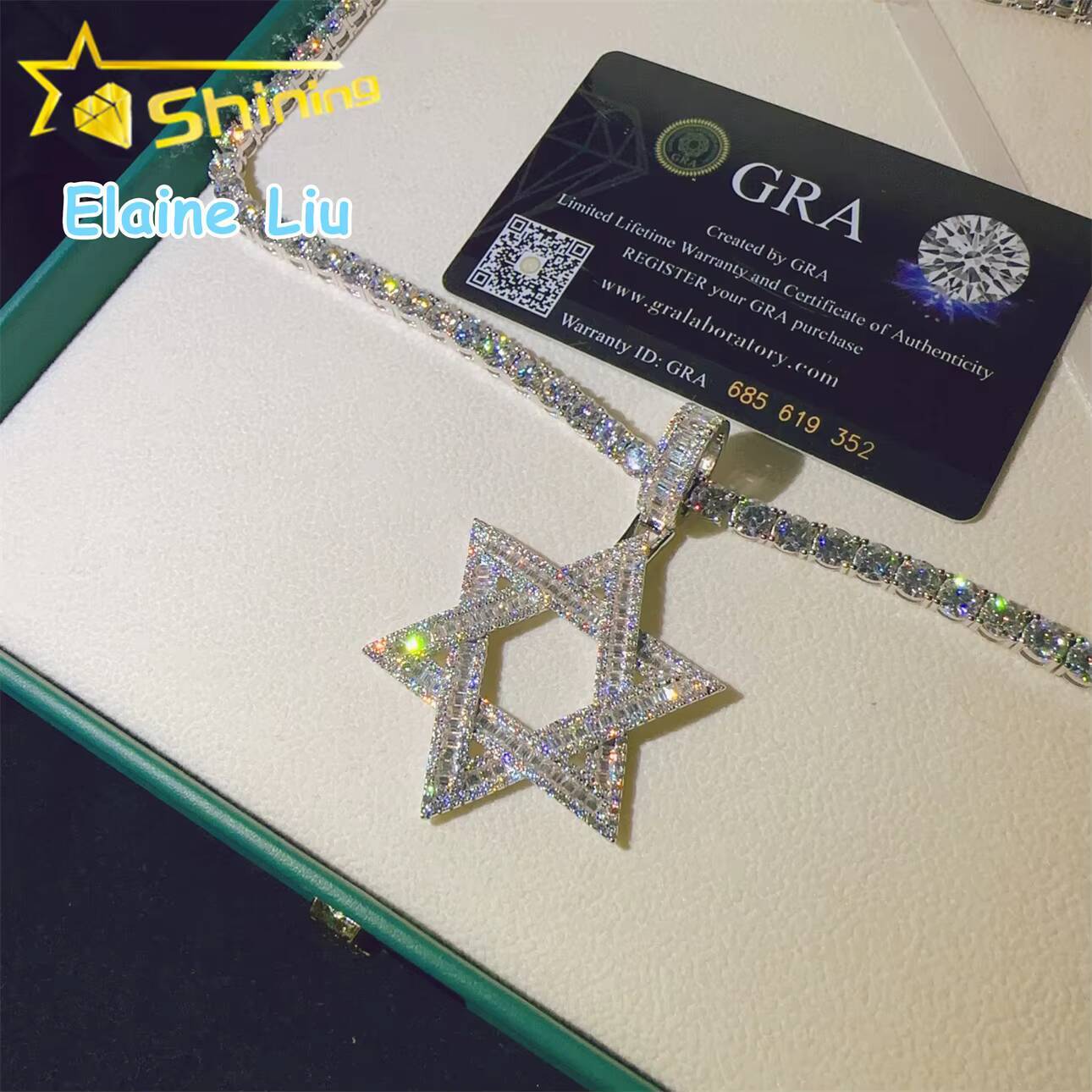 925 Sterling Silver Custom Pendant D Color VVS Moissanite Hip Hop Jewelry Iced Out Hip Hop Pendant