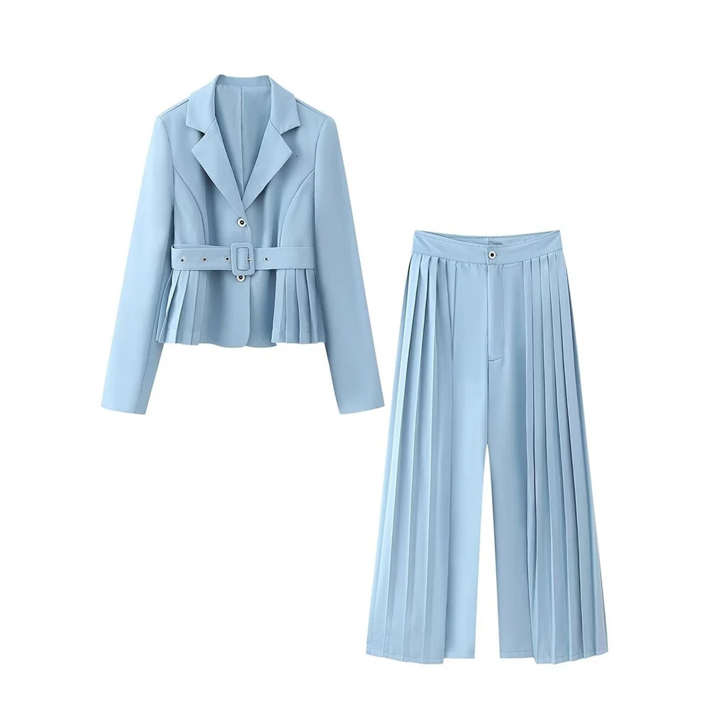 Zach Ailsa Spring Womens Clothing Minimalist Belt Set High Waist Casual Pants Fashion 250530