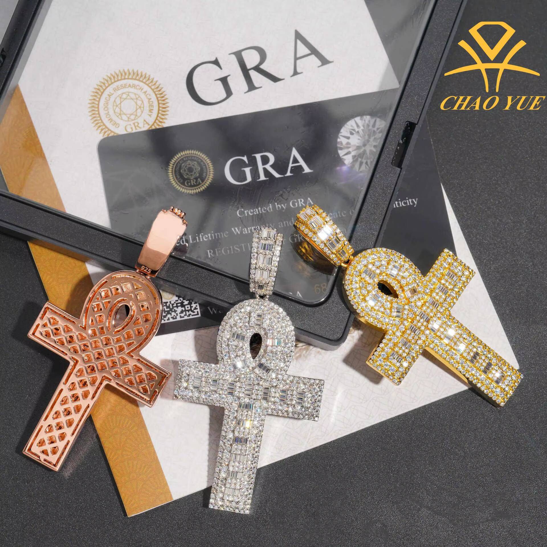 INS925 Silver Classic Hip-hop Moissanite Cross Pendant Mens/Womens Jewelry Exclusive Classic Design Charming Pendant Charm