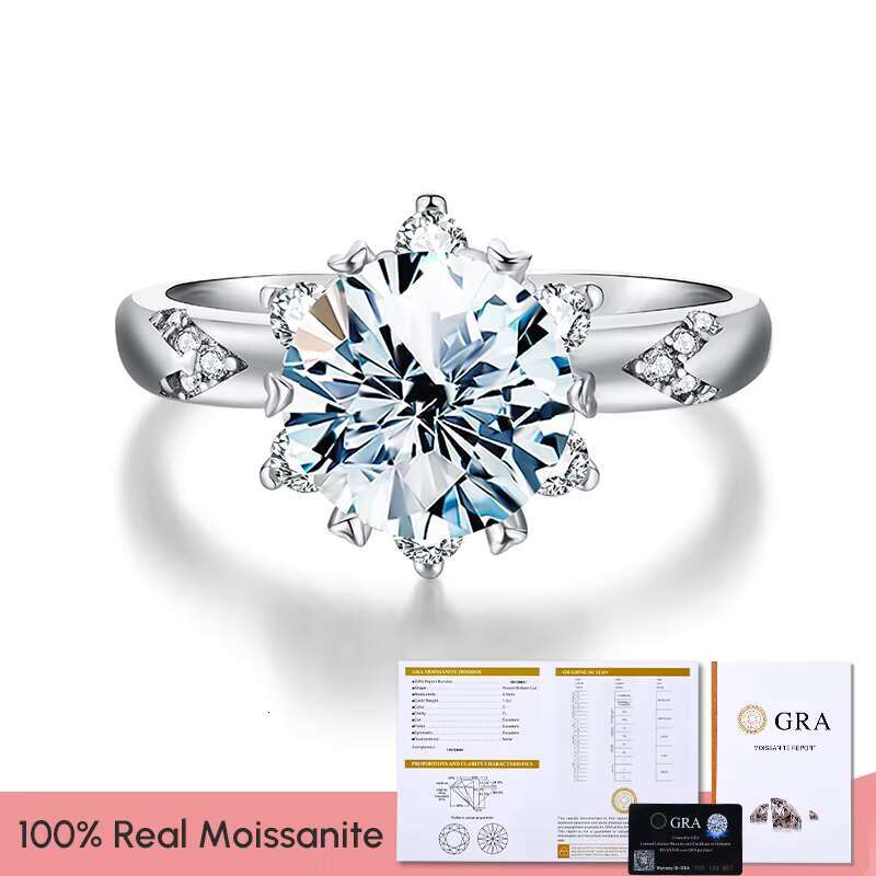 Luxury Jewelry Big Solitaire 8mm Diamond Moissanite Gemstone Engagement Rings 925 Sterling Silver for Women Wedding
