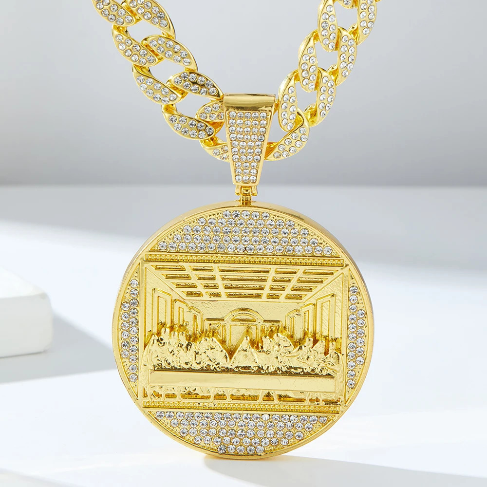 Hip hop Last Supper Pendant Jewelry Necklace Rap Singer Necklace Religious Men and Women Cuban Pop Chain Gift 250428