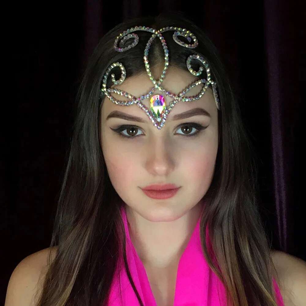 Stonefans Colourful Belly Forehead Headpiece Ballroom Jewelry Tribal Dance Water Drop Rhinestone Hair Chain Taira Handmade