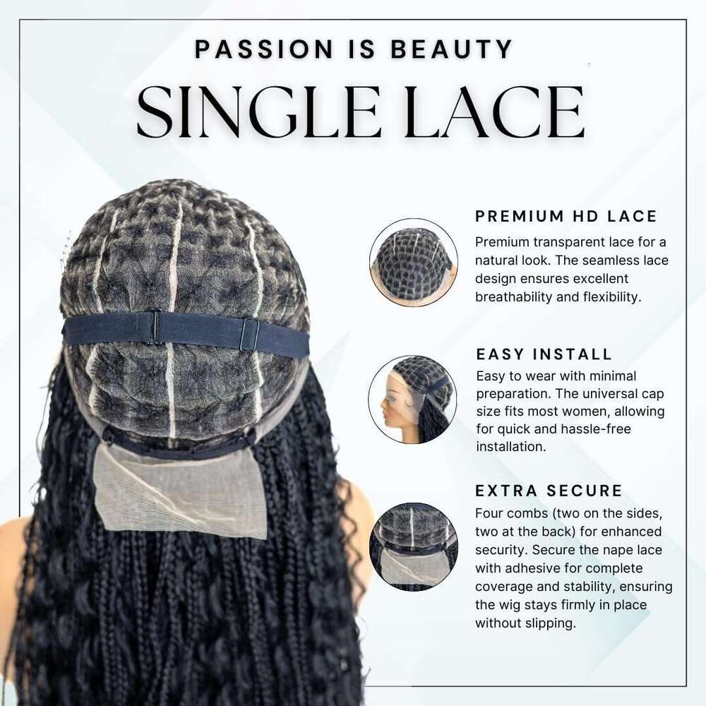 PIB 24'' Full Lace Bohemian Box Braid Knotless Wigs for Women Synthetic Braided Wig with Natural Baby Hair - Jet Black #1